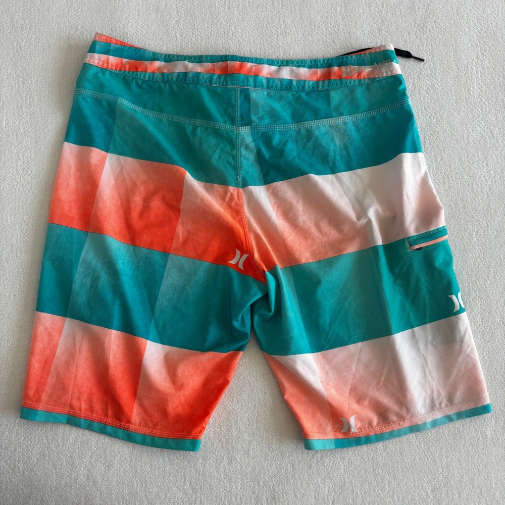 Hurley Phantom Board Shorts Mens 34 Teal Orange Checkered Buckle Exclusive 21" - Picture 7 of 7